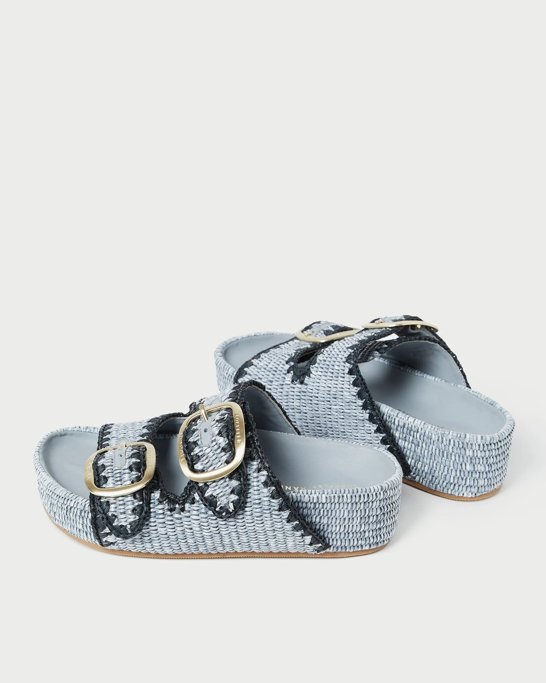Theo Blue Raffia Footbed Sandal
