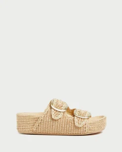 Theo Blue Raffia Footbed Sandal