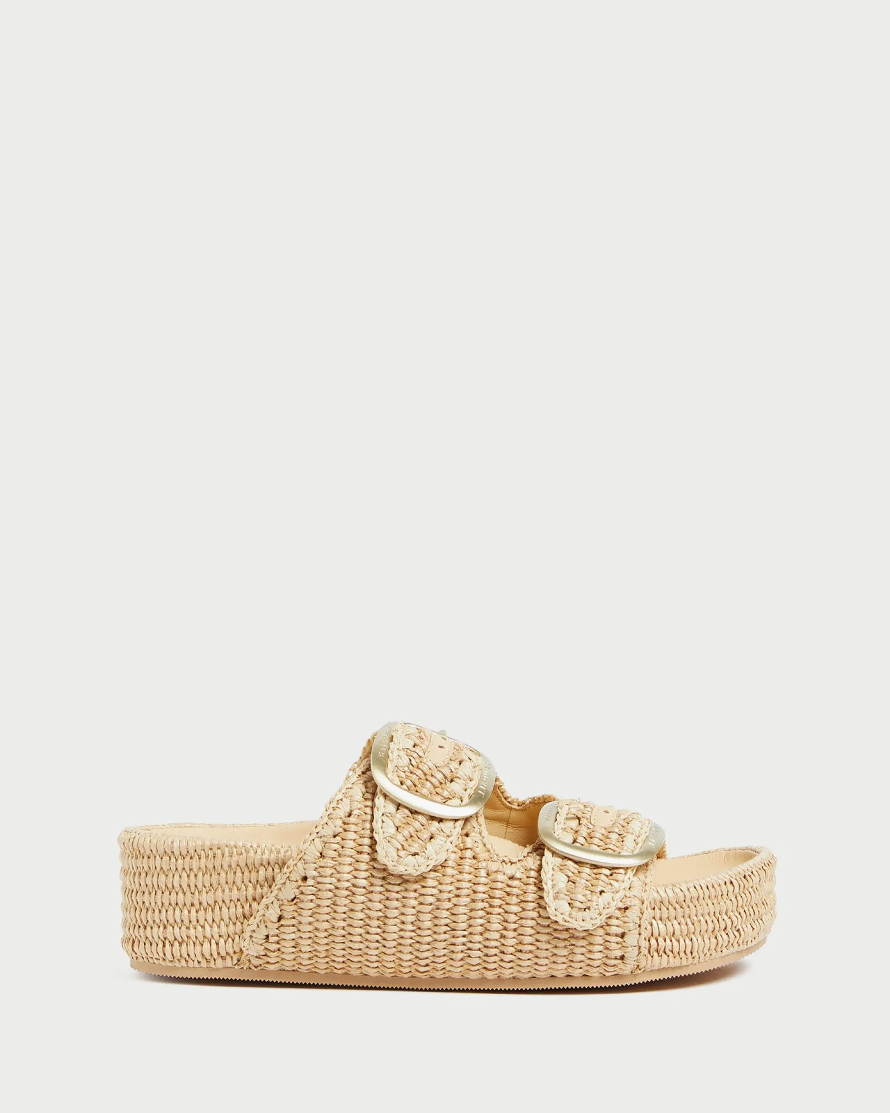 Theo Blue Raffia Footbed Sandal