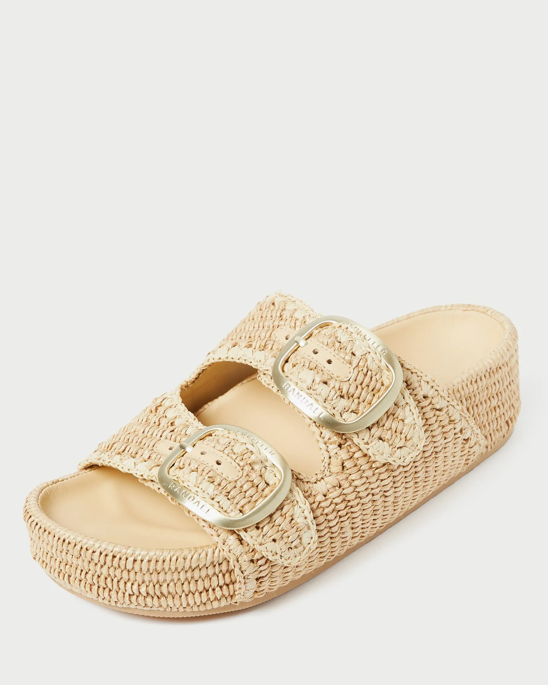Theo Blue Raffia Footbed Sandal