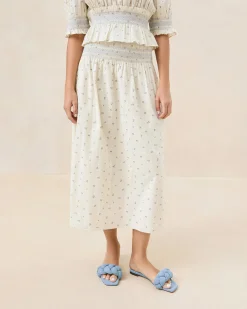 Theodora Red Floral Cinched Skirt