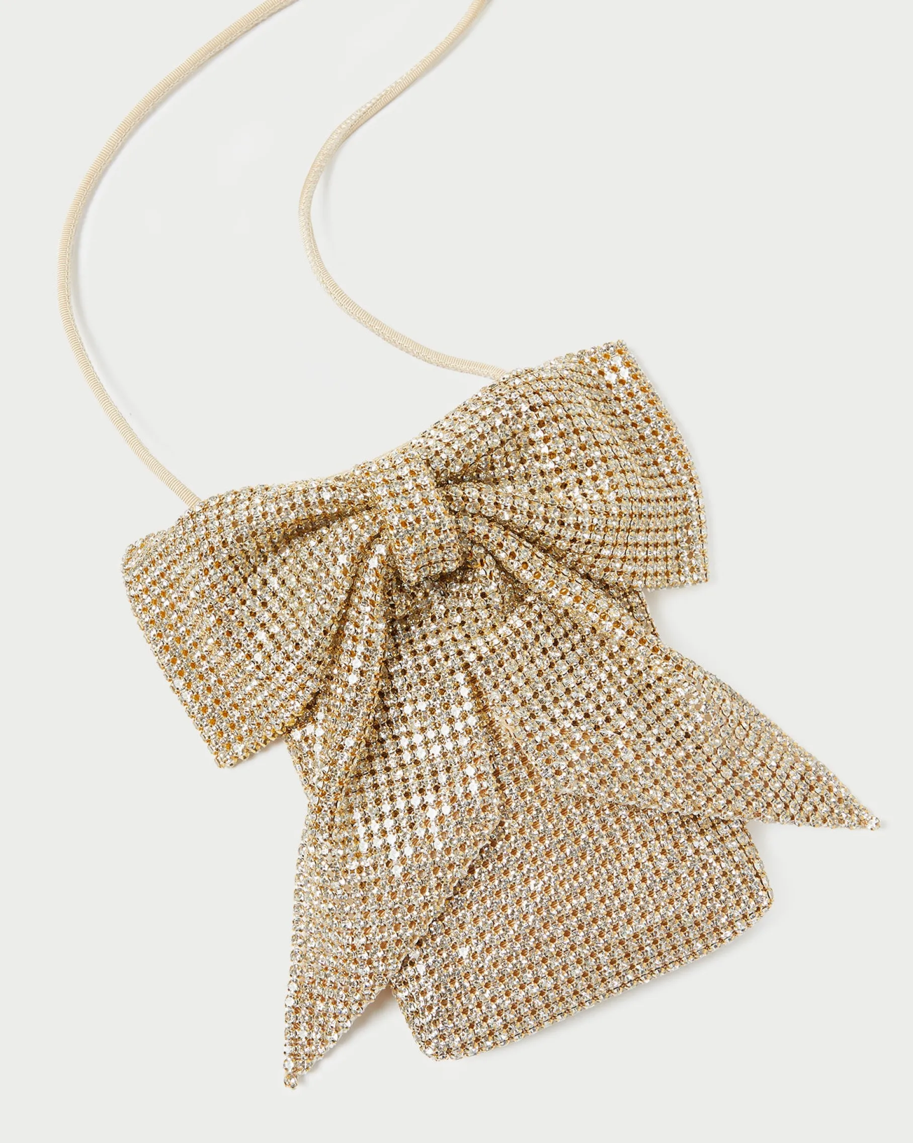 Violet Gold Diamanté Bow Crossbody